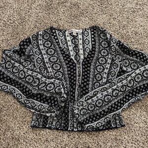 Paisley long sleeve crop top
